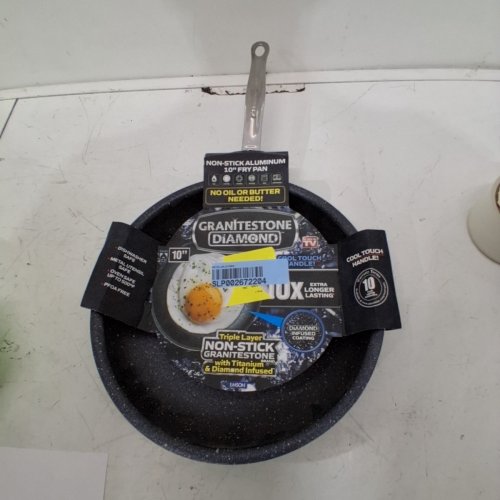 GRANITESTONE DIAMOND NON-STICK ALUMINUM 10" FRYING PAN - BLACK image 2