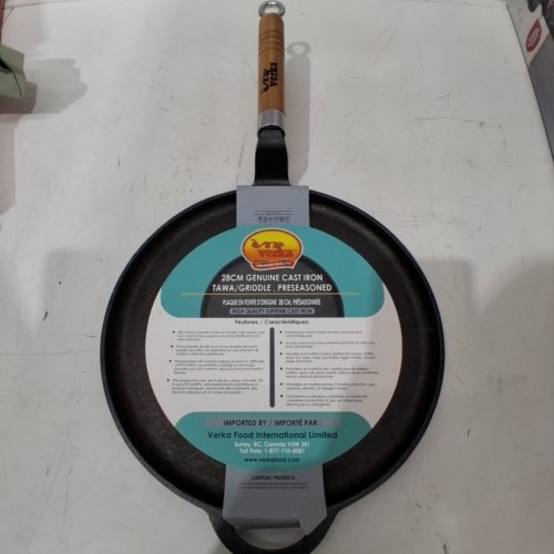 VERKA GENUINE CAST IRON TAWA GRIDDLE - 28CM / 11" - BLACK image 2