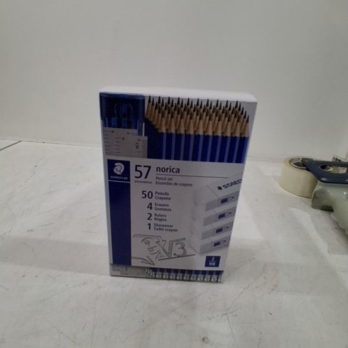 57PC STAEDTLER NORICA PENCIL SET WITH SHARPENER, ERASERS AND RULERS - 2HB - BLUE (MODEL: 2464444) image 4