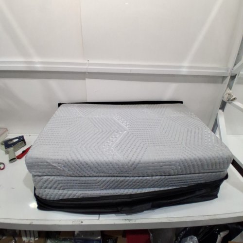 THICK TRIFOLD FOAM FOLDING MATTRESS - 28" X 114" X 4" - GREY/WHITE image 2