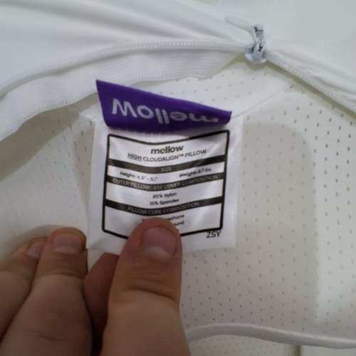 MELLOW SLEEP CLOUD ALIGN ULTIMATE COOLING COMFORT PILLOW - HIGH 11.8" X 19.7" X 4.3" -5.1" - WHITE (MODEL: MELLOW) image 2
