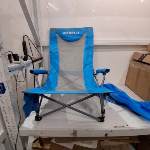 SUPERRELLA PORTABLE LOW FOLDING BEACH LAWN CHAIR WITH CARRYING BAG - BLUE image 2