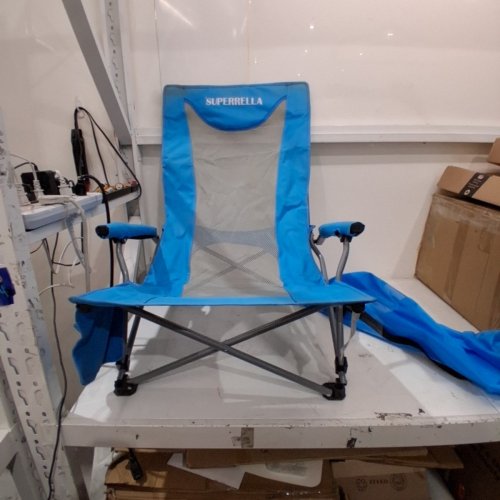 SUPERRELLA PORTABLE LOW FOLDING BEACH LAWN CHAIR WITH CARRYING BAG - BLUE image 3