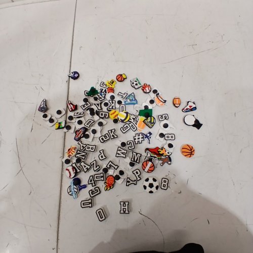123PC ASSORTED SHOE CHARMS - SPORTS/LETTERS - MULTICOLOR image 3