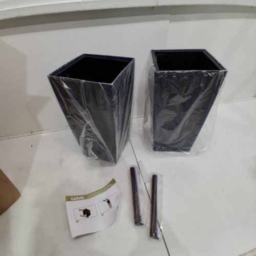 2PC GARVEE TALL RECTANGULAR SELF-WATERING PLANTER - 16" - BLACK (MODEL: PHO_11GDTMXI) image 3