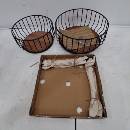 OVER & BACK 2-TIER WIRE METAL FRUIT BASKET - BLACK/ACACIA WOOD (MODEL : 1986459) image 2