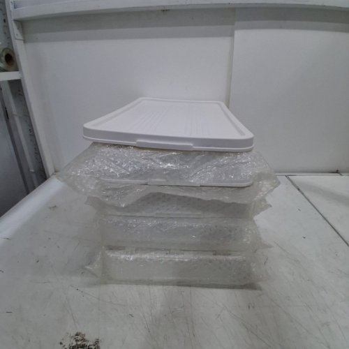 4-TIER PLASTIC FOLDING STORAGE BINS WITH LID - 40" X 20" - WHITE image 6