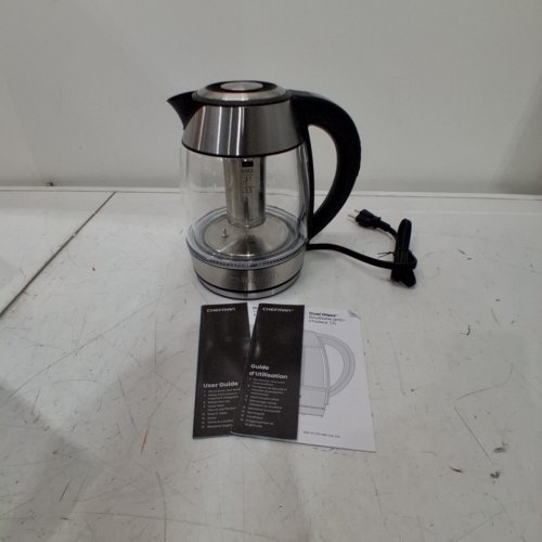 CHEFMAN DUAL-GLASS COOL TOUCH DIGITAL KETTLE WITH TEA INFUSER - 1500W - 1.7L - STAINLESS STEEL/BLACK (MODEL: RJ11-17-CTI-DG/1992747) image 4