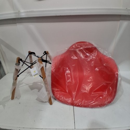 PLATA IMPORT EAMES DAR CHAIR WITH WOODEN LEGS - RED (MOEL: CD-205) image 3