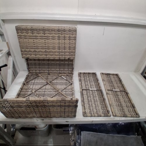 2PC OUTDOOR PATIO RATTAN ARMLESS SOFA SEAT AND GLASS COFFEE TABLE + 6 EXTRA CUSHIONS *SEE NOTES* - NAVY - (MODEL: P2601-NV) image 3