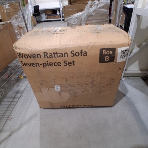 2PC OUTDOOR PATIO RATTAN ARMLESS SOFA SEAT AND GLASS COFFEE TABLE + 6 EXTRA CUSHIONS *SEE NOTES* - NAVY - (MODEL: P2601-NV) image 10