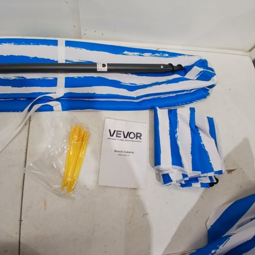 PORTABLE STRIPED BEACH CABANA TENT - 6FT X 6FT - BLUE/WHITE (MODEL: SSCA-01) image 6