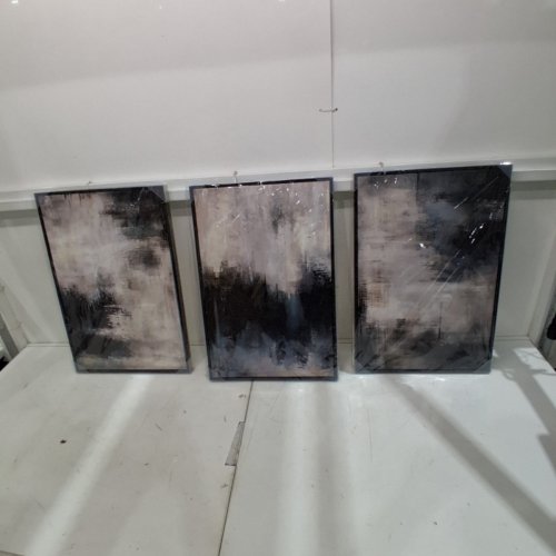 3PC FRAMED ABSTRACT WALL ART - BLACK image 2