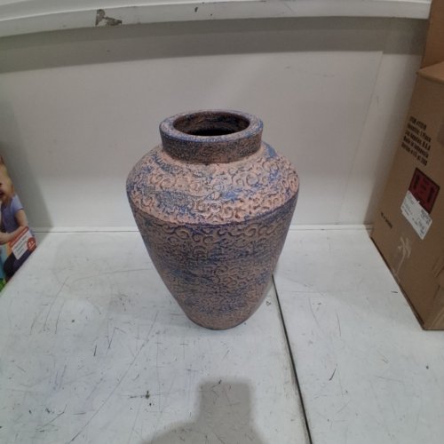 TEXTURED TERRACOTTA VASE - 16" - PINK/BLUE (ITEM: 11510) image 3