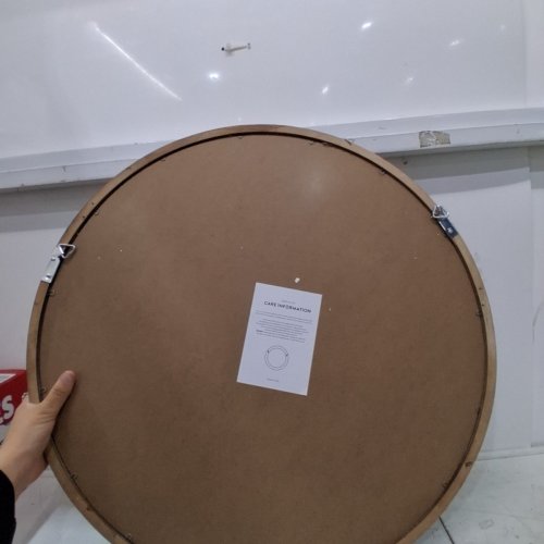 ROUND WOOD CIRCLE MIRROR - 24" - BROWN image 3