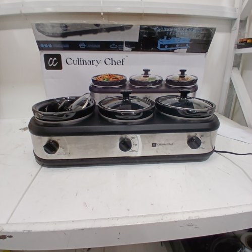 CULINARY CHEF TRIPLE SLOW COOKER - 2.5L (X3) - STAINLESS STEEL/BLACK (MODEL: CCSC3105-SS) image 2