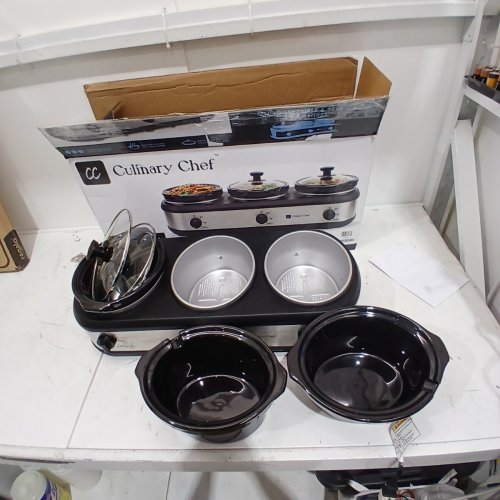 CULINARY CHEF TRIPLE SLOW COOKER - 2.5L (X3) - STAINLESS STEEL/BLACK (MODEL: CCSC3105-SS) image 3
