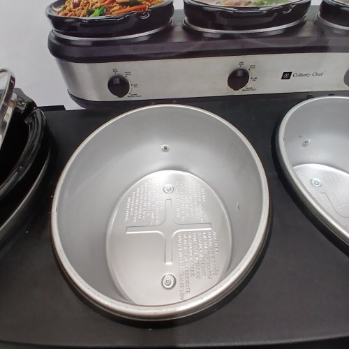 CULINARY CHEF TRIPLE SLOW COOKER - 2.5L (X3) - STAINLESS STEEL/BLACK (MODEL: CCSC3105-SS) image 4