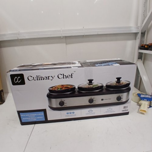CULINARY CHEF TRIPLE SLOW COOKER - 2.5L (X3) - STAINLESS STEEL/BLACK (MODEL: CCSC3105-SS) image 7