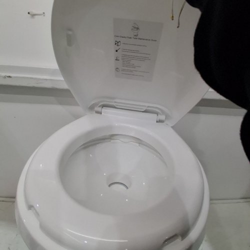 GRAVITY FLUSH TOILET FOOT PEDAL FLUSH FOR MOTORHOME CARAVAN TRAVEL - WHITE image 4