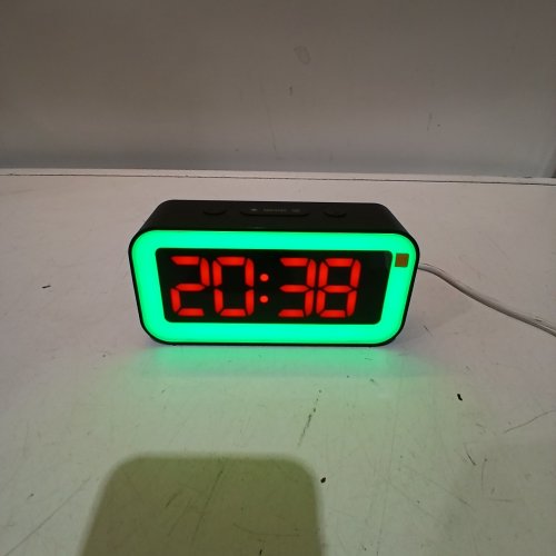 YUNJAYI ALARM CLOCK FOR KIDS ADULT,LIGHT ALARM CLOCK WITH SIMPLE LED DISPLAY 8 RGB NIGHT LIGHT - BLACK image 2