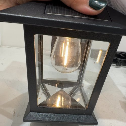 2PK OUTDOOR SOLAR LAMP POST LIGHTS WITH PLANTERS - 28.5", 3000 K - BLACK image 2