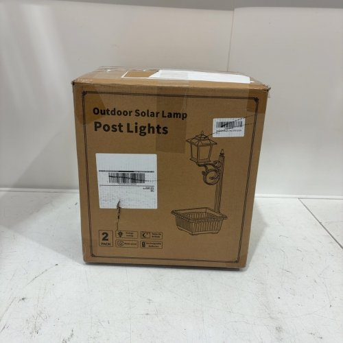 2PK OUTDOOR SOLAR LAMP POST LIGHTS WITH PLANTERS - 28.5", 3000 K - BLACK image 5
