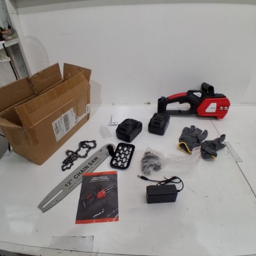 SUSUZI BATTERY-POWERED BRUSHLESS CORDLESS CHAINSAW KIT WITH 2 BATTERIES & CHARGER - 12" - GREY image 3