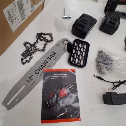 SUSUZI BATTERY-POWERED BRUSHLESS CORDLESS CHAINSAW KIT WITH 2 BATTERIES & CHARGER - 12" - GREY image 4