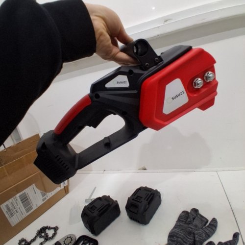 SUSUZI BATTERY-POWERED BRUSHLESS CORDLESS CHAINSAW KIT WITH 2 BATTERIES & CHARGER - 12" - GREY image 5