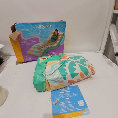 FUNSICLE INFLATABLE BALMY PALMY FUNCHAISER LOUNGE - 68" X 34" X 30" - GREEN MULTICOLOUR FLORAL image 3