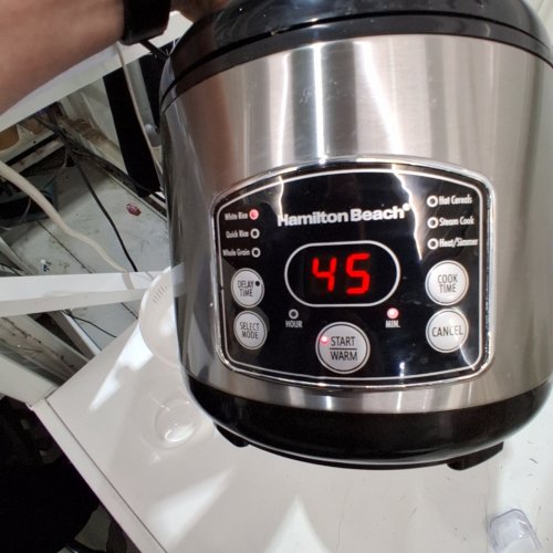 HAMILTON BEACH DIGITAL SIMPLICITY 2-14 CUP RICE COOKER AND FOOD STEAMER - SILVER (37548MN) image 2
