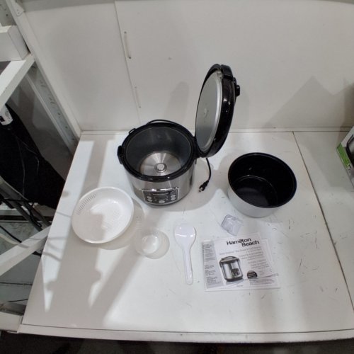 HAMILTON BEACH DIGITAL SIMPLICITY 2-14 CUP RICE COOKER AND FOOD STEAMER - SILVER (37548MN) image 4