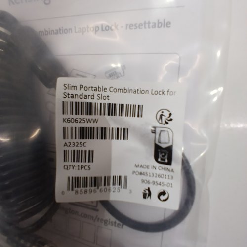 25 KENSINGTON SLIM PORTABLE COMBINATION LAPTOP LOCK FOR STANDARD SLOT - BLACK (MODEL: K60625WW) image 2