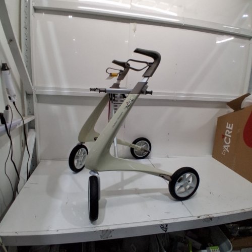 BY ACRE CARBON ULTRALIGHT FOLDABLE ROLLATOR WITH FORWARD-FACING ERGONOMIC HANDLES - 285LB MAX - WHITE / BLACK (MODEL: BYA100MDW) image 3