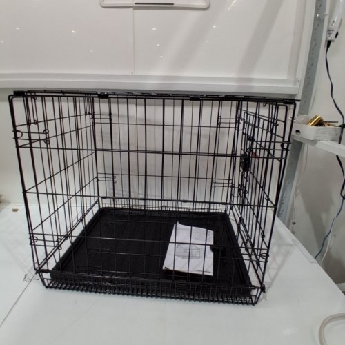AMAZONBASICS FOLDABLE METAL WIRE DOG CRATE WITH TRAY - 24" - BLACK image 2