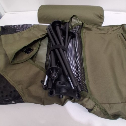 PETGIN HIGH BACK FOLDING CAMPING CHAIR WITH REMOVABLE PILLOW AND SIDE POCKET - OLIVE GREEN image 3