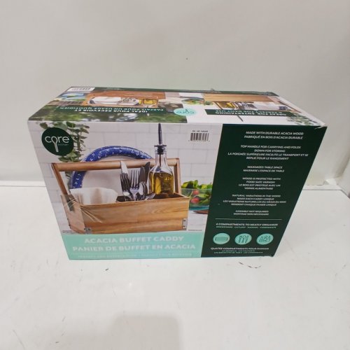 CORE KITCHEN ACACIA WOOD BUFFET CADDY - 4 COMPARTMENTS - NATURAL WOOD (ITEM: 1406309) image 3