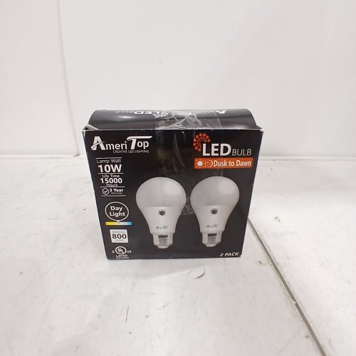 2PK AMERITOP DUSK TO DAWN LIGHT BULB - A19 LED SENSOR LIGHT BULBS - 800 LUMENS - 10W - 1500 LIFE TIME - 3000K - WARM WHITE image 3