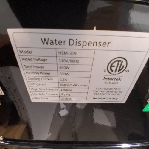 BOTTOM LOAD WATER DISPENSER - 110V, 640W - BLACK (MODEL: HSM-319) image 3