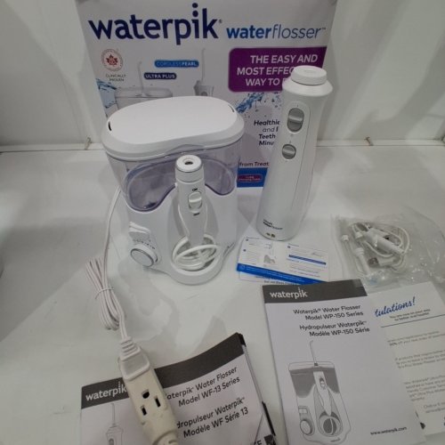 WATERPIK WATERFLOSSER ULTRA PLUS WATER FLOSSER & CORDLESS PEARL WATER FLOSSER - 5 ACCESSORY TIPS, USB CHARGING CABLE & TRAVEL CASE - WHITE - (MODEL: WP-150C/WF-13C020 1701338) image 2