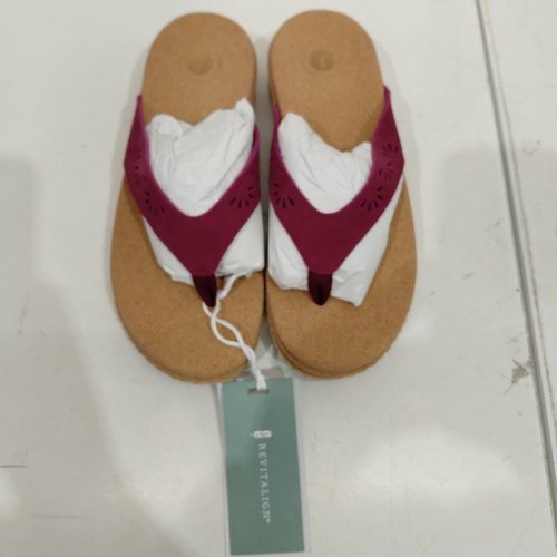 WOMEN'S REVITALIGN KATE WEDGE FLIP-FLOP SANDALS - SIZE 7.5 - RED PLUM (STYLE: RV1164RPL075) image 4