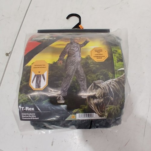 DISGUISE JURASSIC WORL REBIRTH KIDS HOODED T-REX DINOSAUR COSTUME - EXTRA SMALL / 3T-4T - GREY image 3