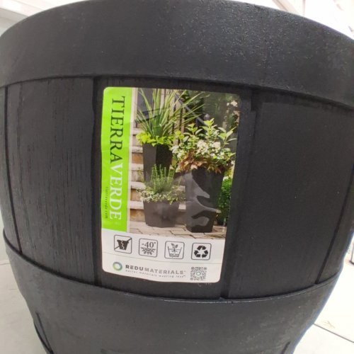 TIERRA VERDE BARREL PLANTER - 20" X 20" X 15" - BLACK (MODEL: MT5100767CM) image 2