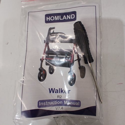 HOMLAND FOLDABLE ALUMINUM ADJUSTABLE ROLLATOR WALKERS FOR SENIORS WITH SEAT - 350LBS CAP - RED (MODEL: R2-RD) image 5