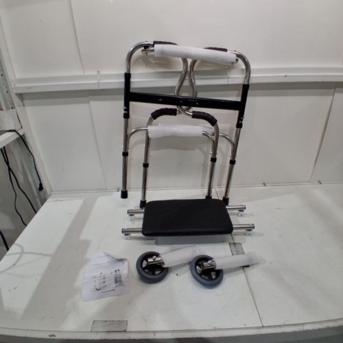 ADJUSTABLE HEIGHT FOLDING WALKER WITH WHEELS - MAX 400LBS - BLACK image 2