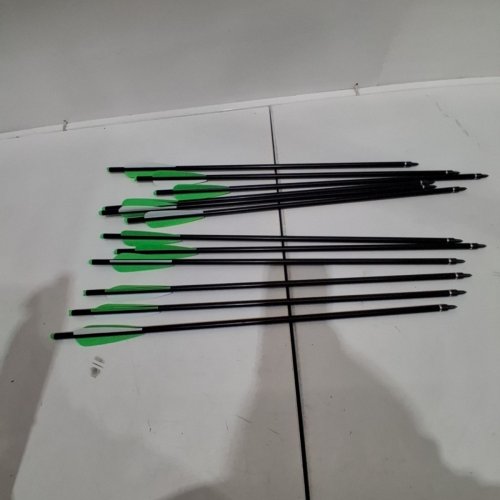 12PK NIKA ARCHERY CARBON CROSSBOW ARROWS - 20" - BLACK/GREEN image 2