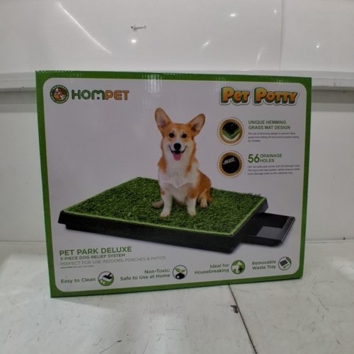 HOMPET DOG TURF GRASS PAD WITH TRAY - 16" X 20" - BLACK/GREEN image 2