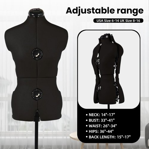 PDM WORLDWIDE ADJUSTABLE DRESS FORM MANNEQUIN - FEMALE - SMALL TO MEDIUM - BLACK image 2