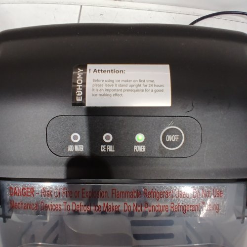 EUHOMY COUNTERTOP ICE MAKER MACHINE WITH HANDLE, BASKET AND SCOOP - MAKES 26LB/DAY - BLACK (MODEL: IM001-BBL-CAEH) image 2